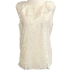 Joe Fresh White Broderie Sleeve Top - Size Medium